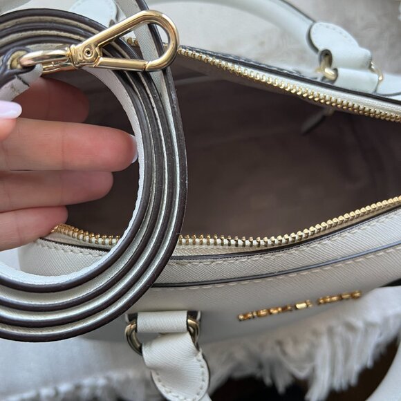 Michael Kors Jet Set Saffiano White Bowling Bag Crossbody Strap (SMALL) - Picture 6 of 7